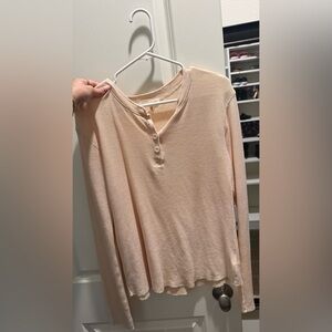 Truly Madly Deeply Cream Long Sleeve Henley Top